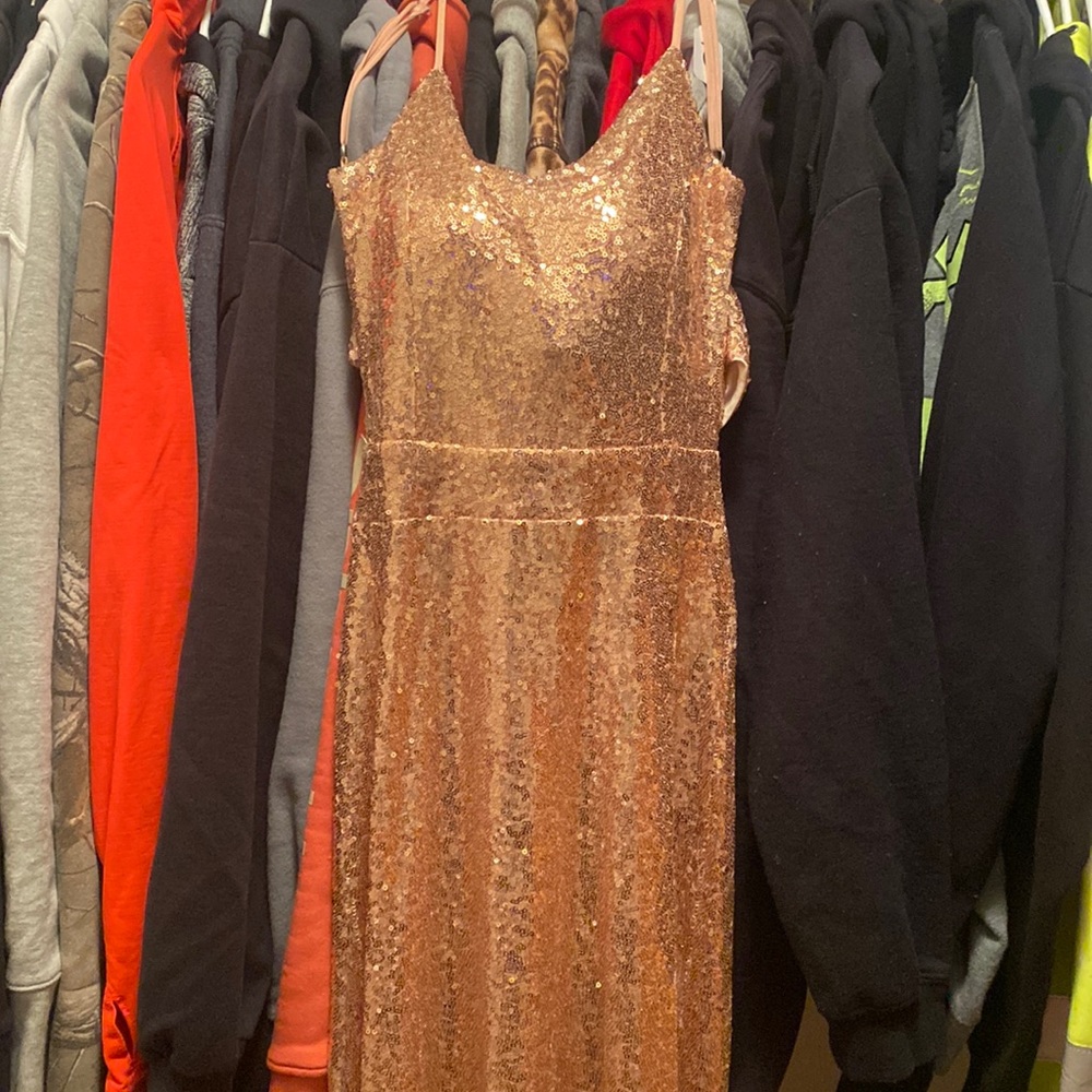 Padded gold sequined Victoria secret dress